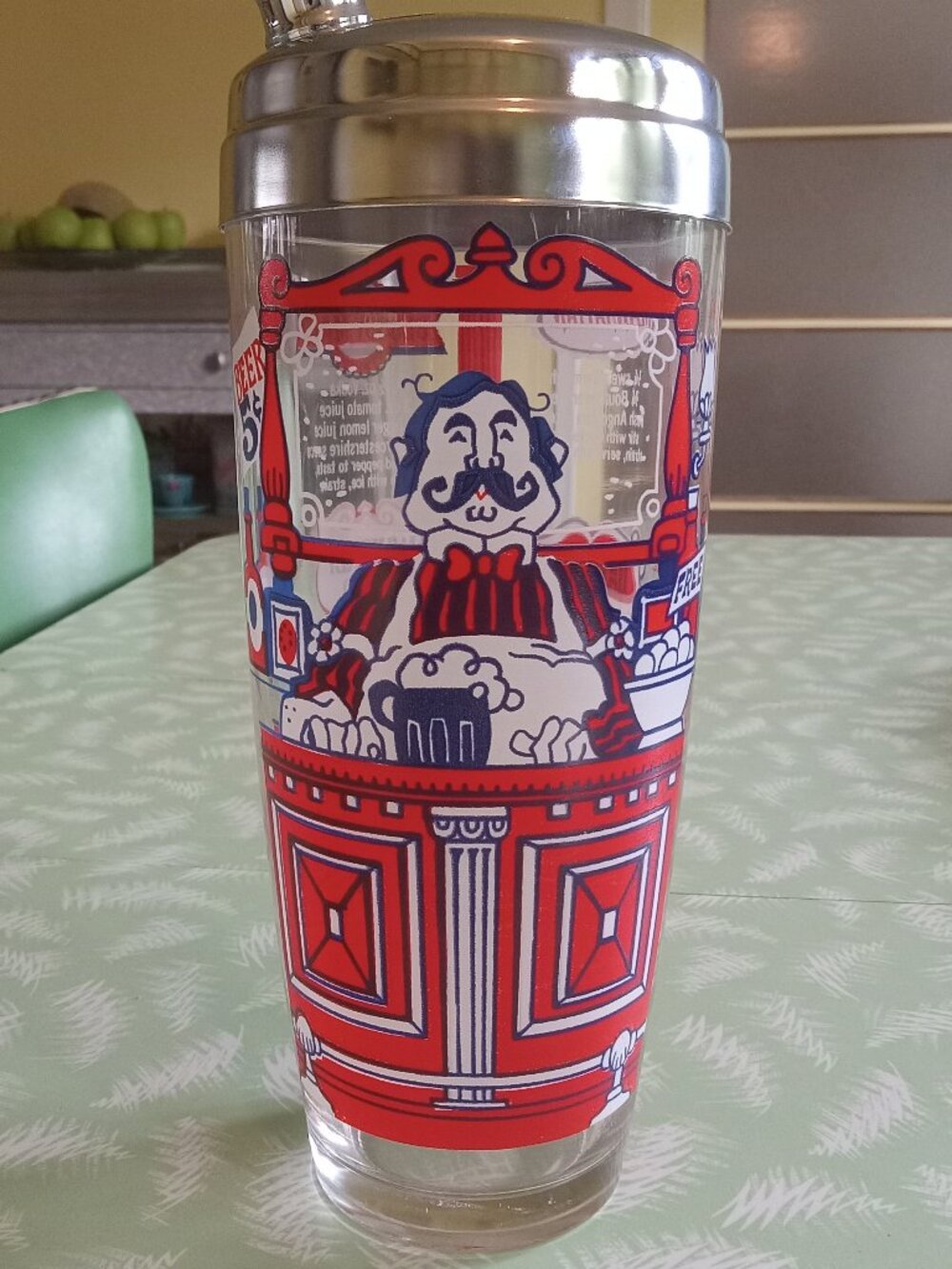 Vintage glass cocktail drink shaker western saloon